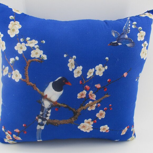 14" Deep Blue Exotic Bird Pillow. - Picture 3 of 8